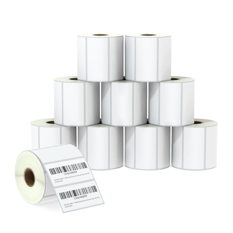 BETCKEY - 3" x 1.5" (76 mm x 38 mm) Barcode Shipping & Address Labels Compatible with Zebra & Rollo Label Printer,Premium Adhesive & Perforated [10 Rolls, 9500 Labels] - Image 1